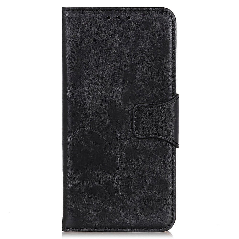 For OnePlus Ace 2 5G / 11R 5G Crazy Horse Texture Cover Split Leather Wallet Phone Stand Case - Black