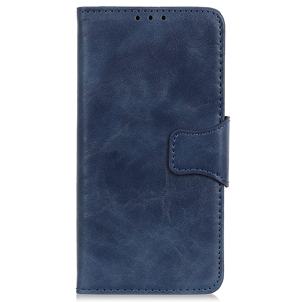 For OnePlus Ace 2 5G / 11R 5G Crazy Horse Texture Cover Split Leather Wallet Phone Stand Case - Blue