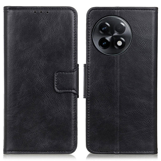 PU Leather Phone Case for OnePlus Ace 2 5G / 11R 5G Crazy Horse Texture Stand Wallet Cover - Black