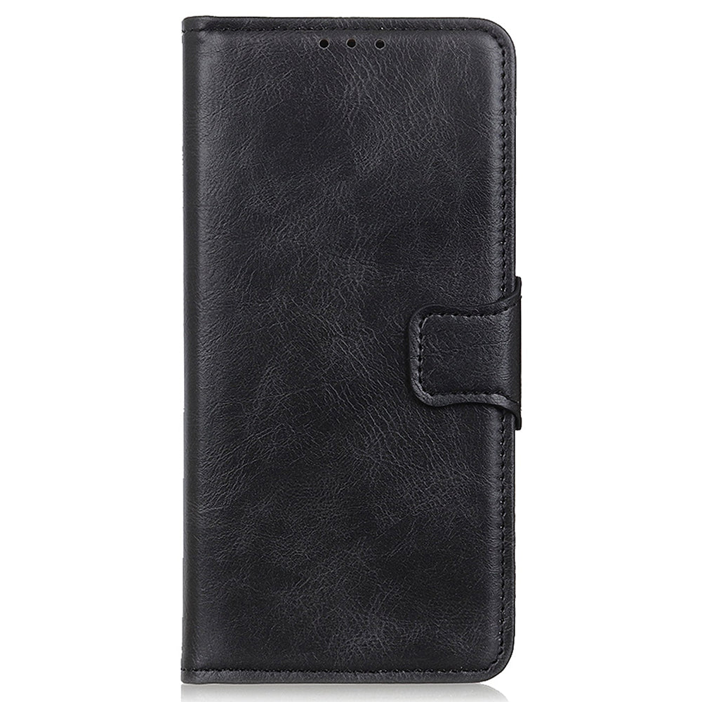 PU Leather Phone Case for OnePlus Ace 2 5G / 11R 5G Crazy Horse Texture Stand Wallet Cover - Black