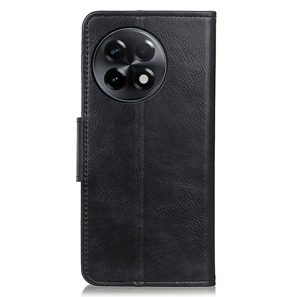 PU Leather Phone Case for OnePlus Ace 2 5G / 11R 5G Crazy Horse Texture Stand Wallet Cover - Black