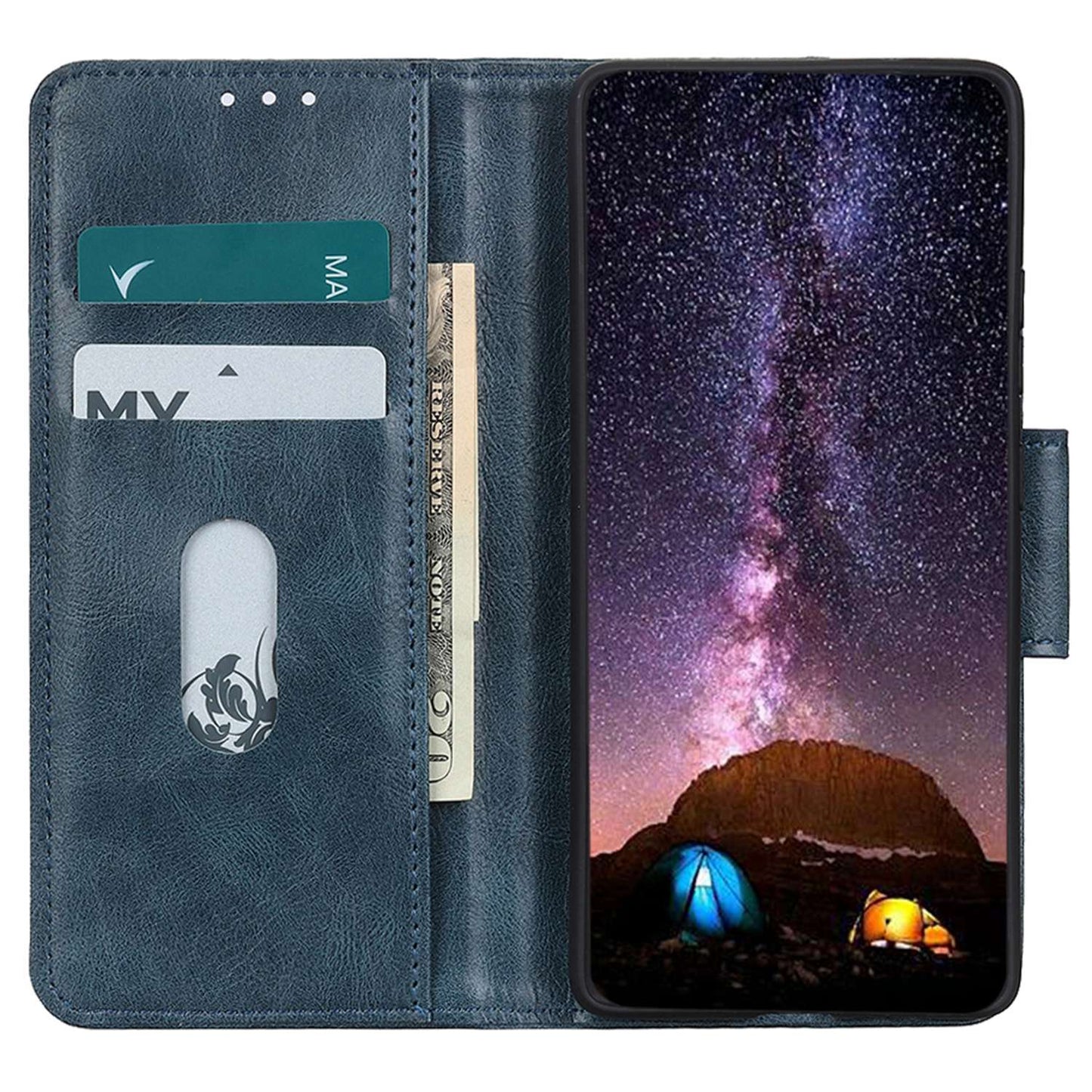 PU Leather Phone Case for OnePlus Ace 2 5G / 11R 5G Crazy Horse Texture Stand Wallet Cover - Blue