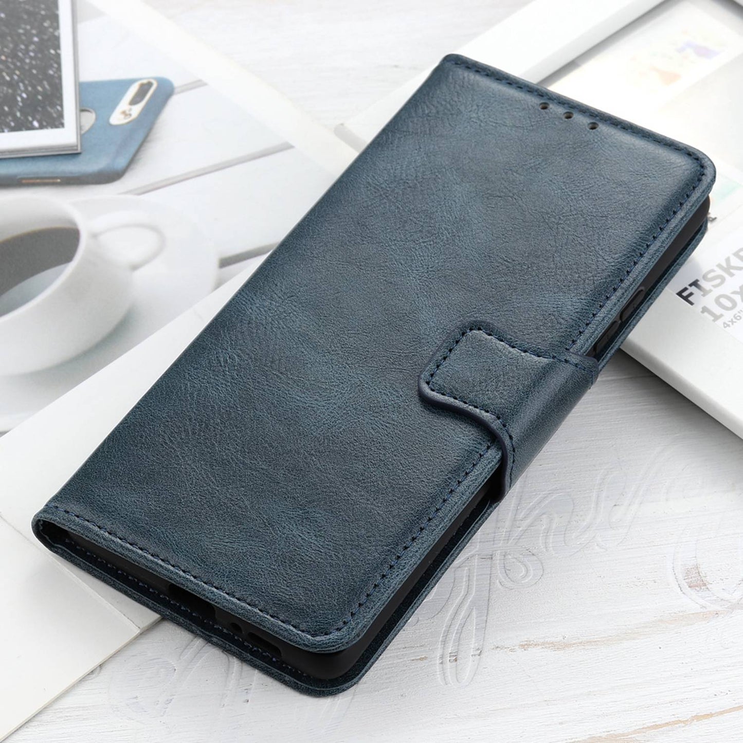 PU Leather Phone Case for OnePlus Ace 2 5G / 11R 5G Crazy Horse Texture Stand Wallet Cover - Blue