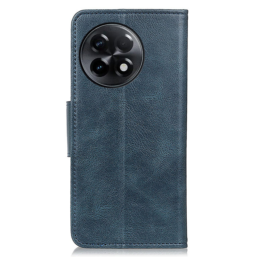 PU Leather Phone Case for OnePlus Ace 2 5G / 11R 5G Crazy Horse Texture Stand Wallet Cover - Blue