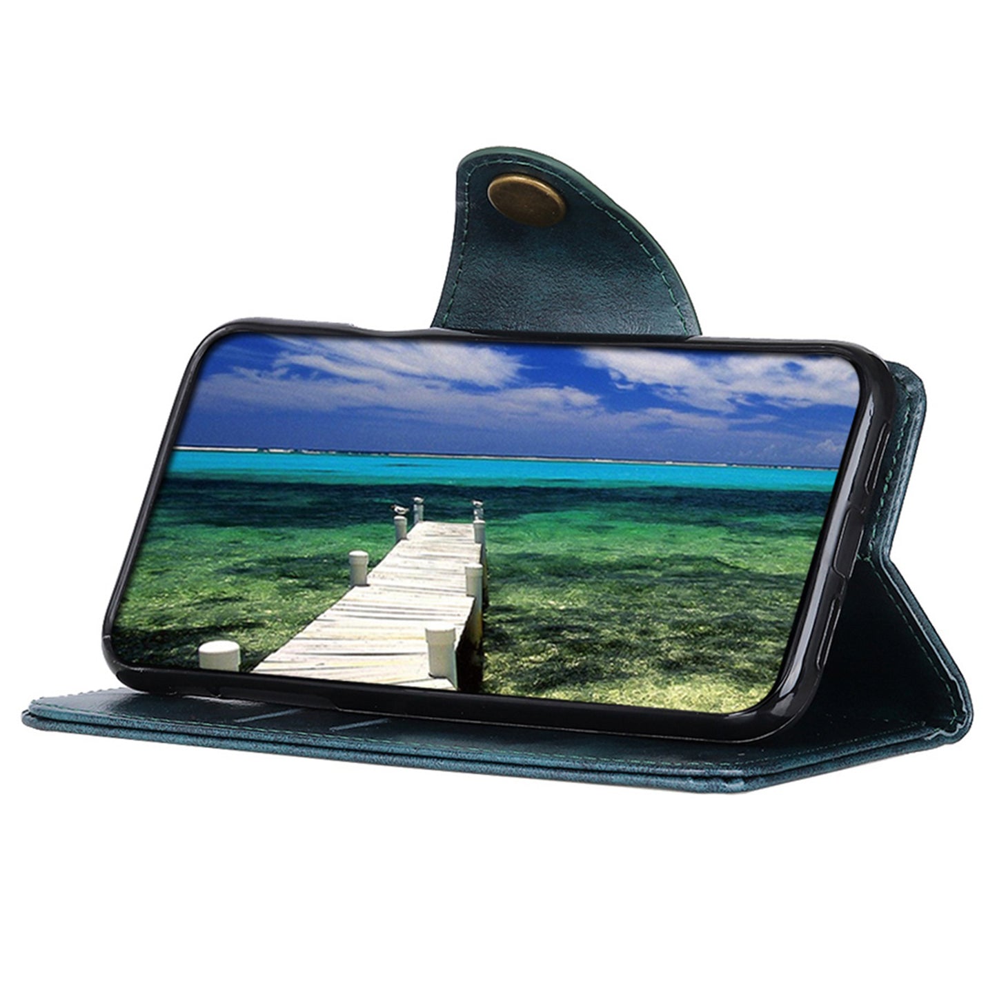 KHAZHEN Phone Case for OnePlus Ace 2 5G / 11R 5G , PU Leather Wallet Textured Stand Protective Phone Cover - Blue