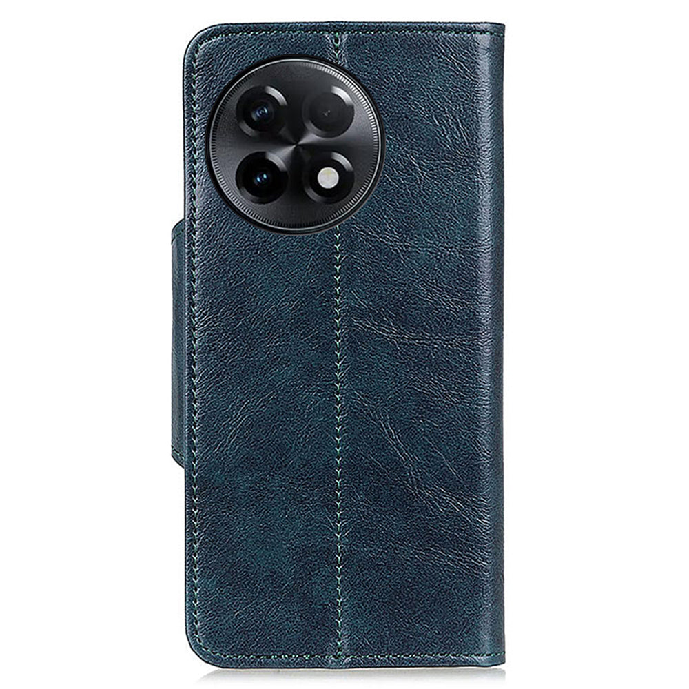 KHAZHEN Phone Case for OnePlus Ace 2 5G / 11R 5G , PU Leather Wallet Textured Stand Protective Phone Cover - Blue