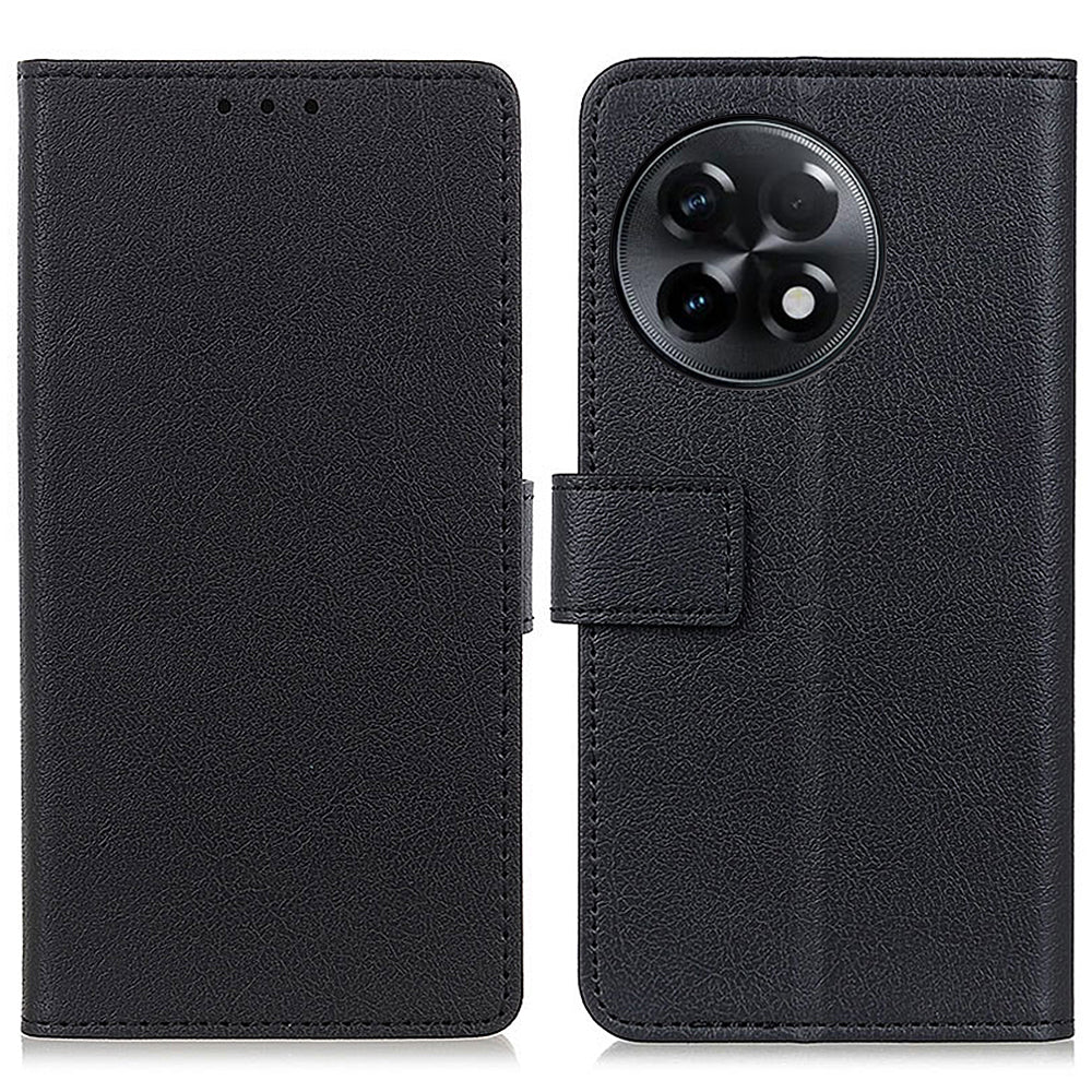 For OnePlus Ace 2 5G / 11R 5G PU Leather Phone Wallet Case Stand Magnetic Clasp Phone Cover - Black