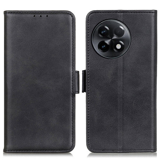For OnePlus Ace 2 5G / 11R 5G Anti-Dust Cowhide Texture Phone Leather Cover Wallet Stand Phone Case - Black