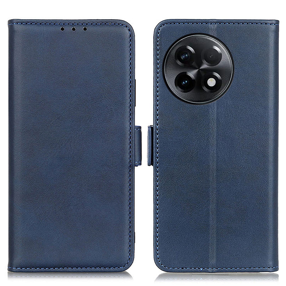 For OnePlus Ace 2 5G / 11R 5G Anti-Dust Cowhide Texture Phone Leather Cover Wallet Stand Phone Case - Blue
