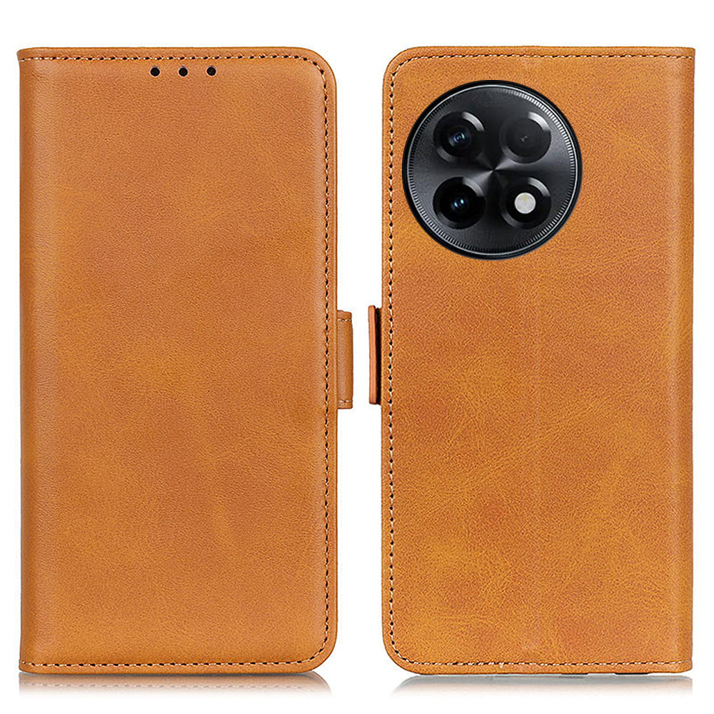 For OnePlus Ace 2 5G / 11R 5G Anti-Dust Cowhide Texture Phone Leather Cover Wallet Stand Phone Case - Yellow