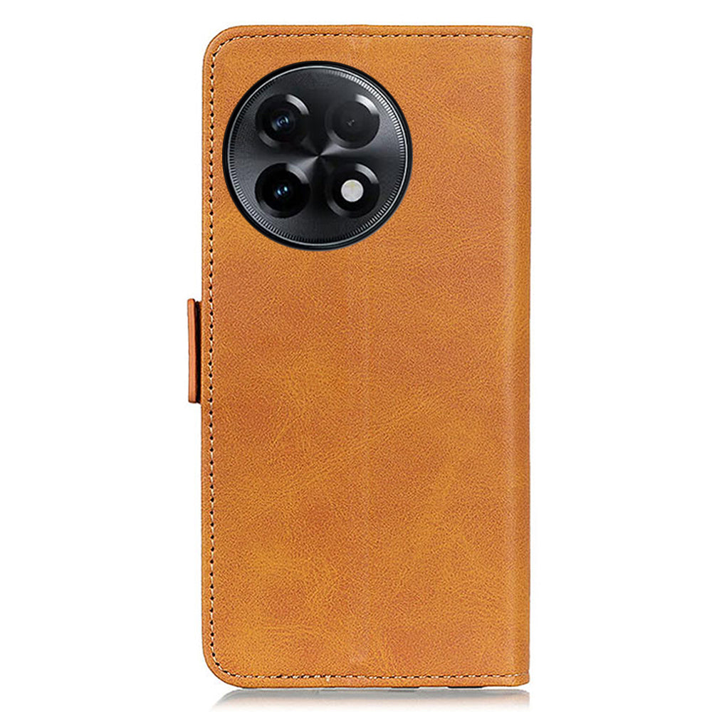For OnePlus Ace 2 5G / 11R 5G Anti-Dust Cowhide Texture Phone Leather Cover Wallet Stand Phone Case - Yellow