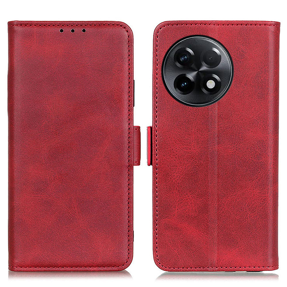 For OnePlus Ace 2 5G / 11R 5G Anti-Dust Cowhide Texture Phone Leather Cover Wallet Stand Phone Case - Red