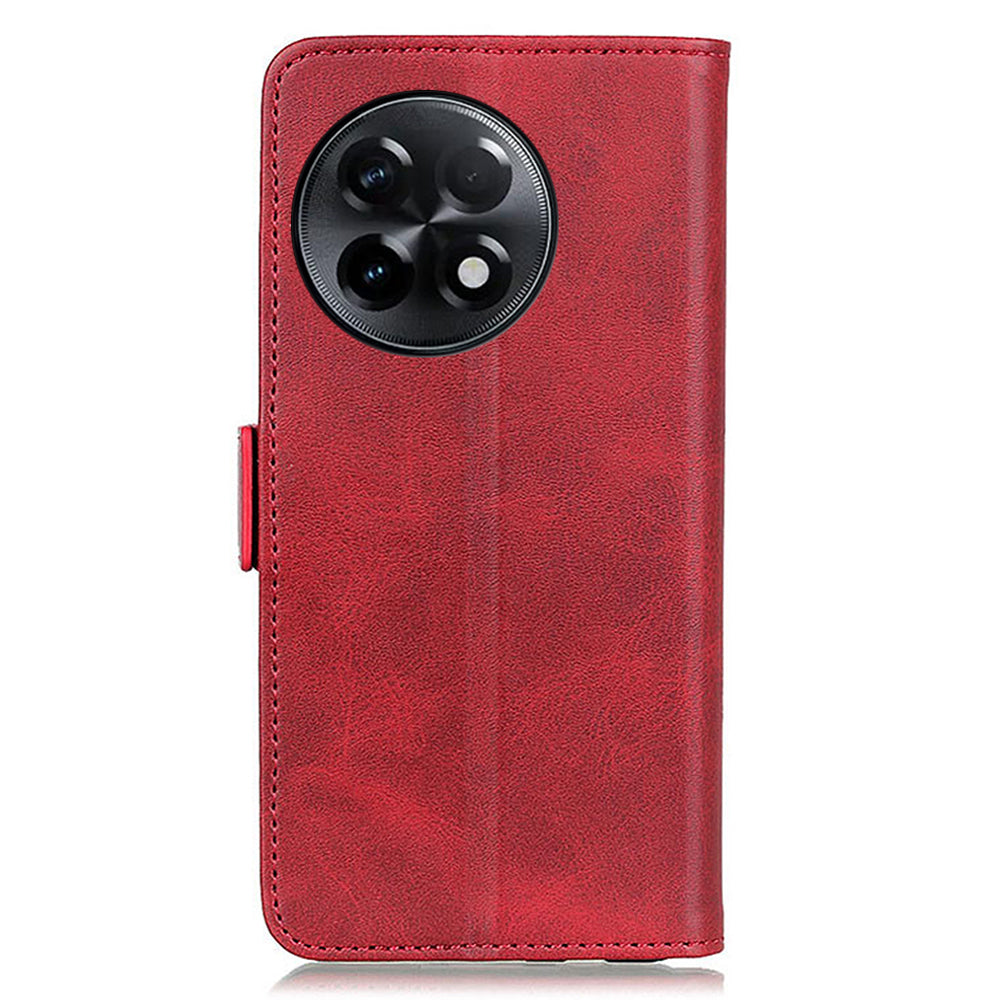 For OnePlus Ace 2 5G / 11R 5G Anti-Dust Cowhide Texture Phone Leather Cover Wallet Stand Phone Case - Red