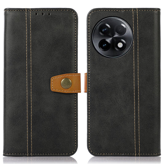 Calf Texture Phone Case for OnePlus Ace 2 5G / 11R 5G , Stand Wallet Anti-scratch Mobile Phone Cover - Black