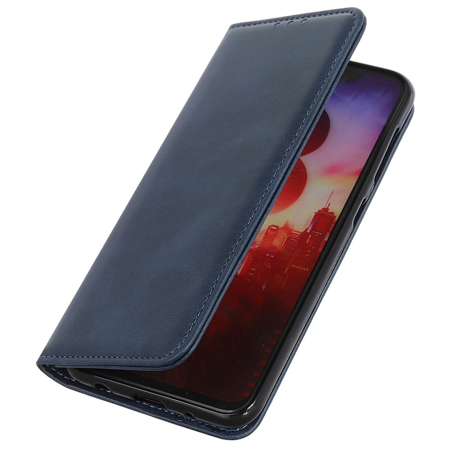 Split Leather Phone Stand Case for OnePlus Ace 2 5G / 11R 5G Shockproof Wallet Cover - Blue