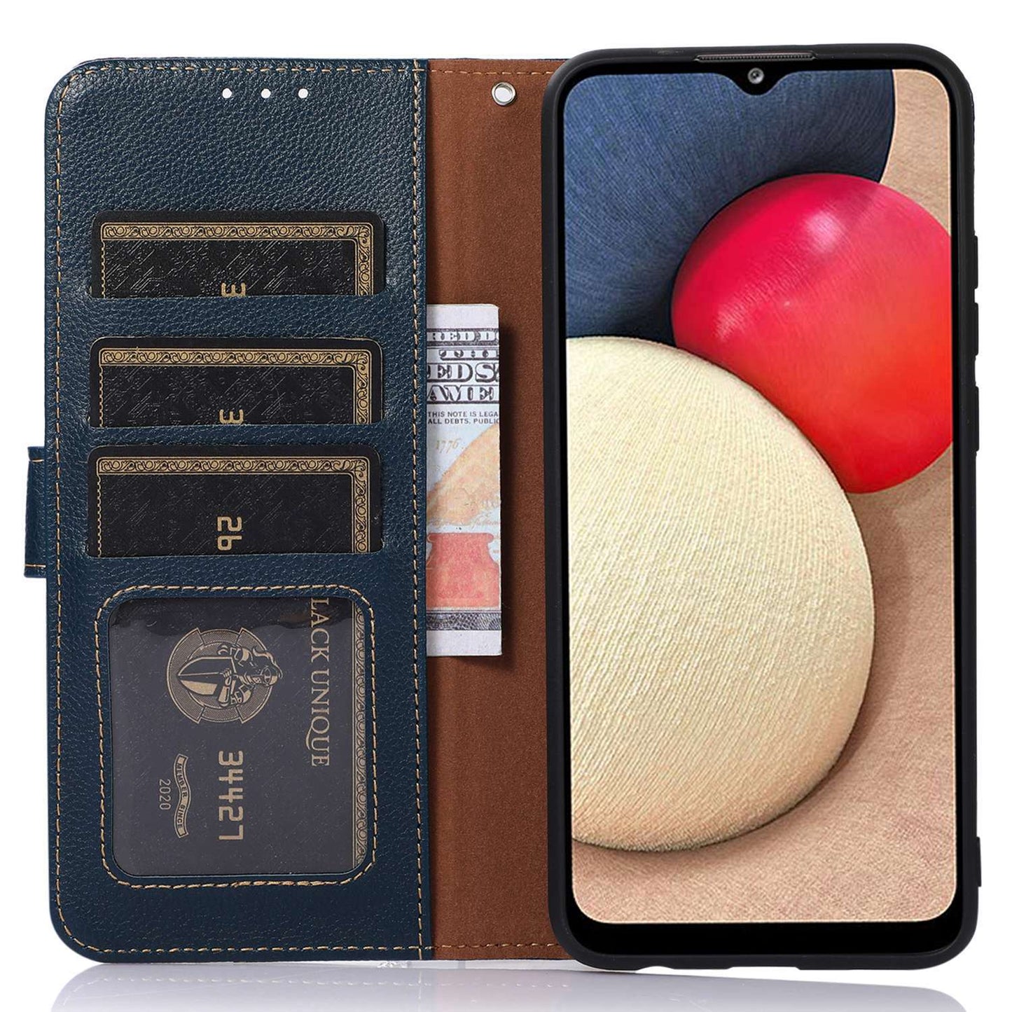 KHAZNEH For OnePlus Ace 2 5G / 11R 5G Stand Wallet Case RFID Blocking PU Leather Litchi Texture Cover - Blue