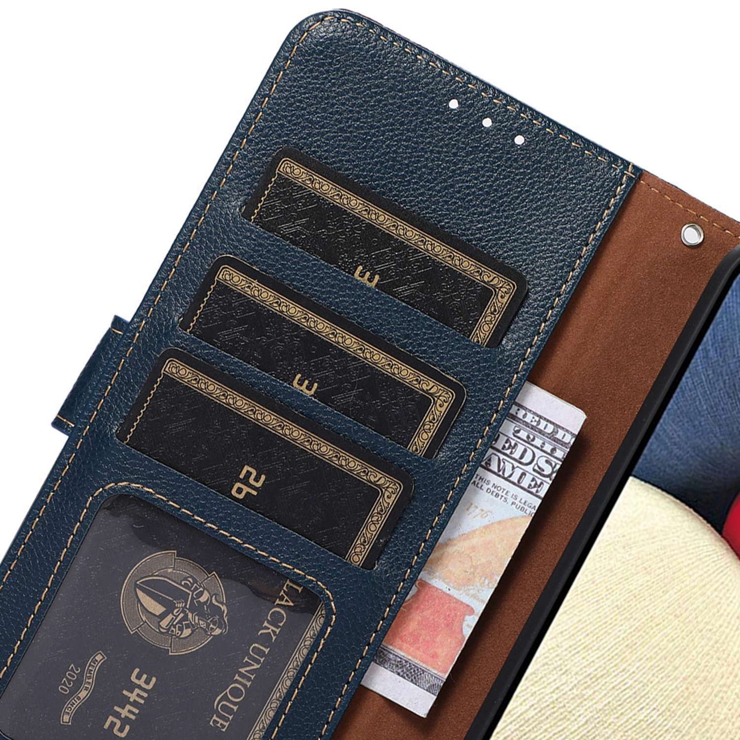 KHAZNEH For OnePlus Ace 2 5G / 11R 5G Stand Wallet Case RFID Blocking PU Leather Litchi Texture Cover - Blue