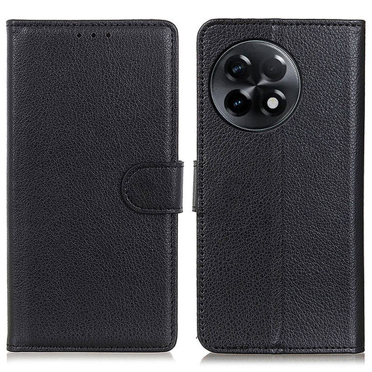 For OnePlus Ace 2 5G / 11R 5G Wallet Phone Cover Stand Classic Litchi Texture Leather Flip Phone Case - Black