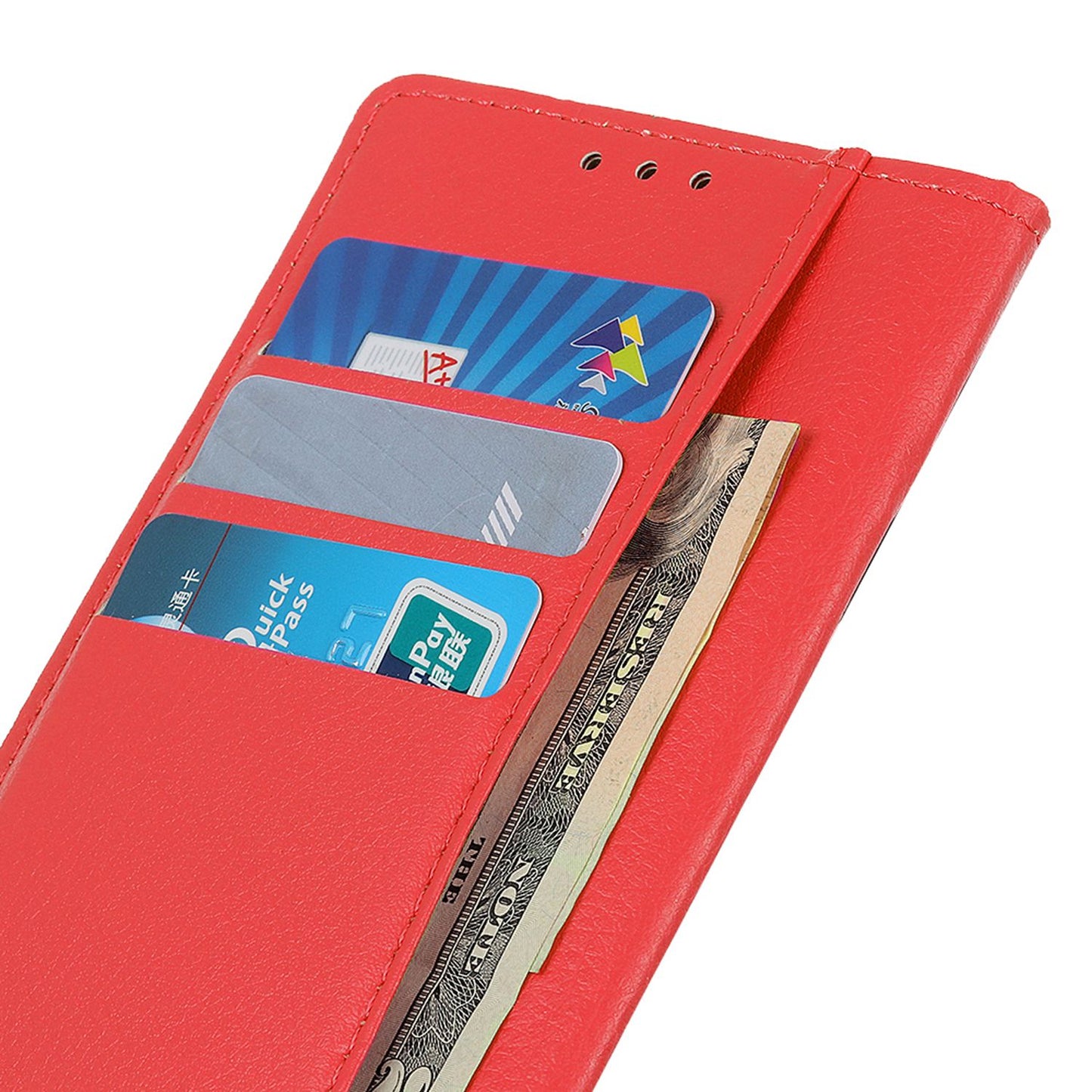 For OnePlus Ace 2 5G / 11R 5G Wallet Phone Cover Stand Classic Litchi Texture Leather Flip Phone Case - Red