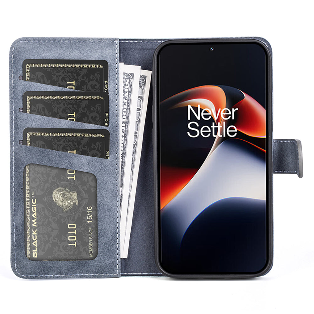 For OnePlus Ace 2 5G / 11R 5G Wallet Case Dual Color Splicing PU Leather Phone Cover with Stand - Blue