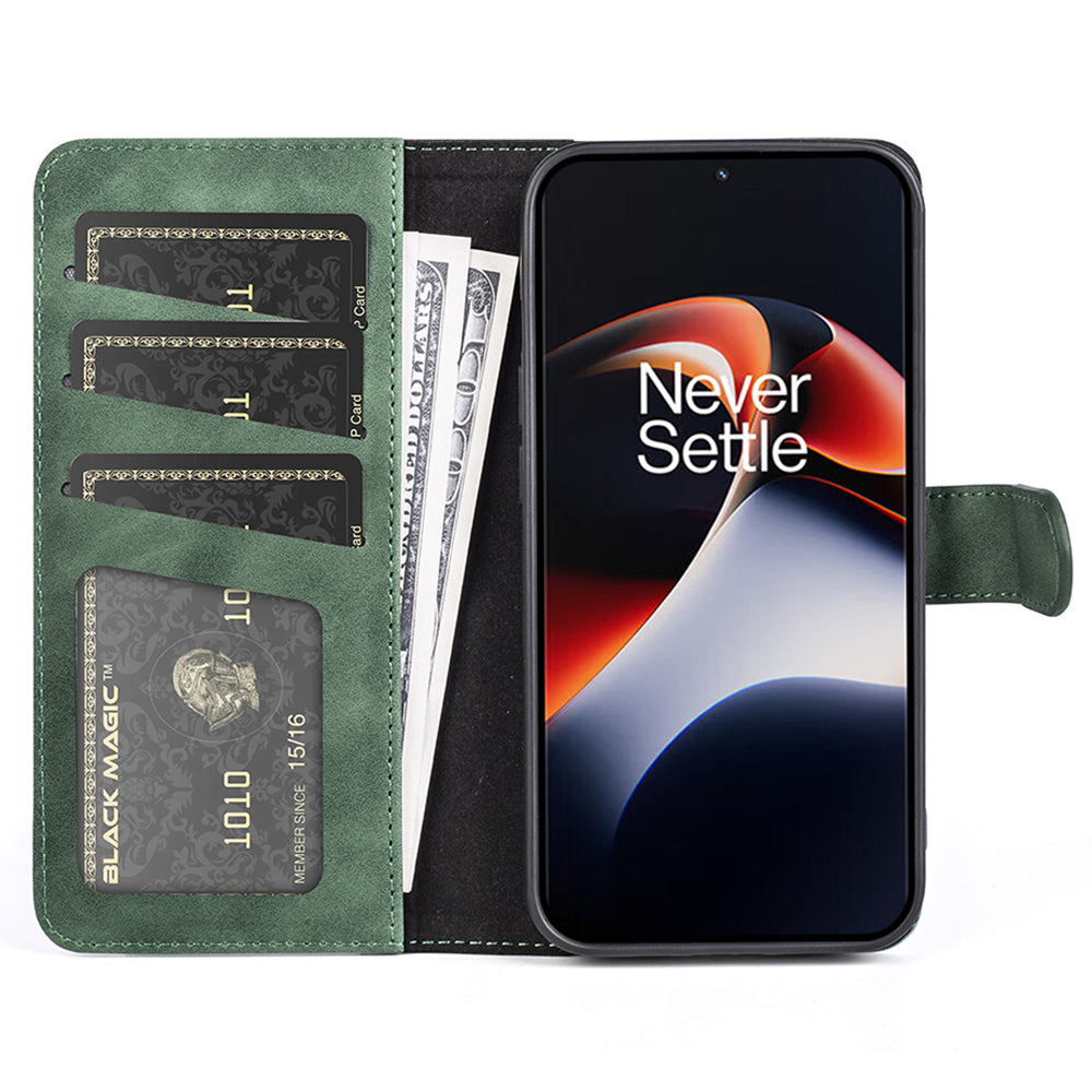 For OnePlus Ace 2 5G / 11R 5G Wallet Case Dual Color Splicing PU Leather Phone Cover with Stand - Green