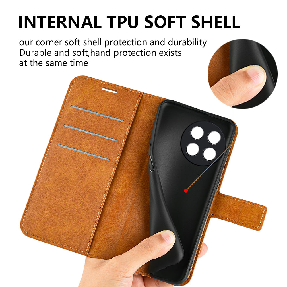 For OnePlus Ace 2 5G / 11R 5G Calf Texture Stand Wallet Case Square Magnetic Clasp Phone Cover - Yellow