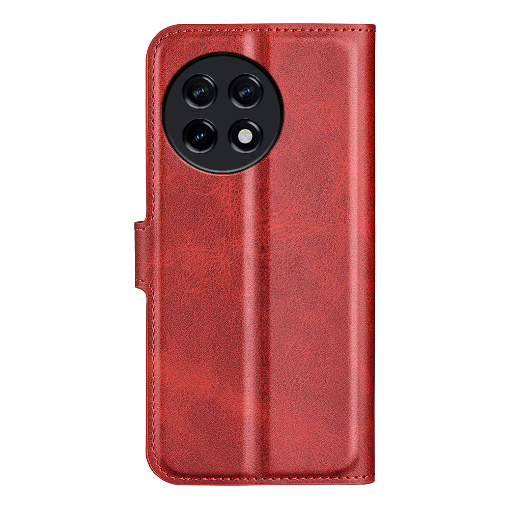 For OnePlus Ace 2 5G / 11R 5G Calf Texture Stand Wallet Case Square Magnetic Clasp Phone Cover - Red