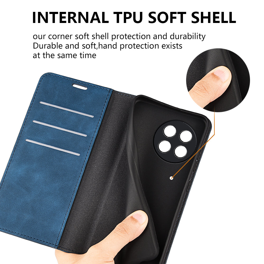 For OnePlus Ace 2 5G / 11R 5G Skin-touch Stand Wallet Case PU Leather Flip Phone Cover - Blue