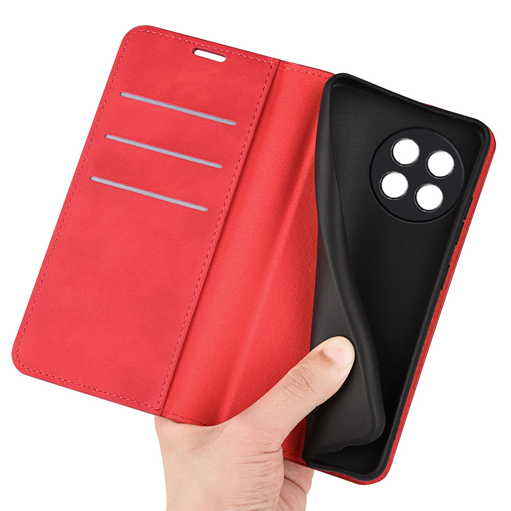 For OnePlus Ace 2 5G / 11R 5G Skin-touch Stand Wallet Case PU Leather Flip Phone Cover - Red