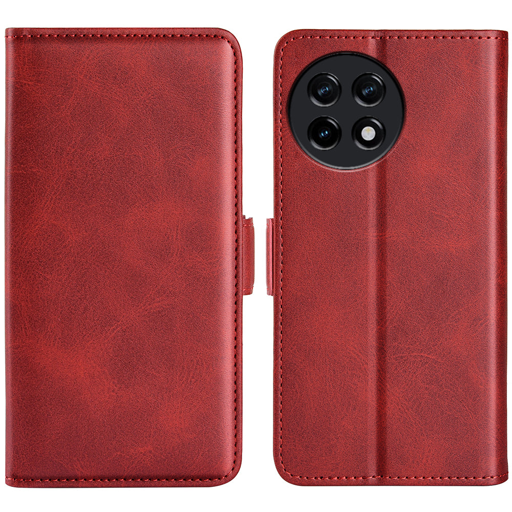 For OnePlus Ace 2 5G / 11R 5G Calf Texture Magnetic Flip Phone Cover Stand Wallet Leather Case - Red