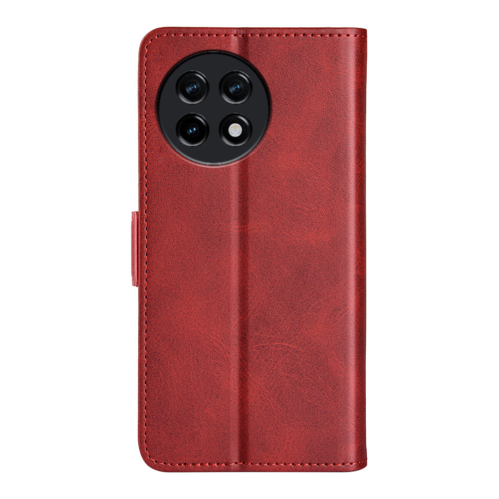 For OnePlus Ace 2 5G / 11R 5G Calf Texture Magnetic Flip Phone Cover Stand Wallet Leather Case - Red