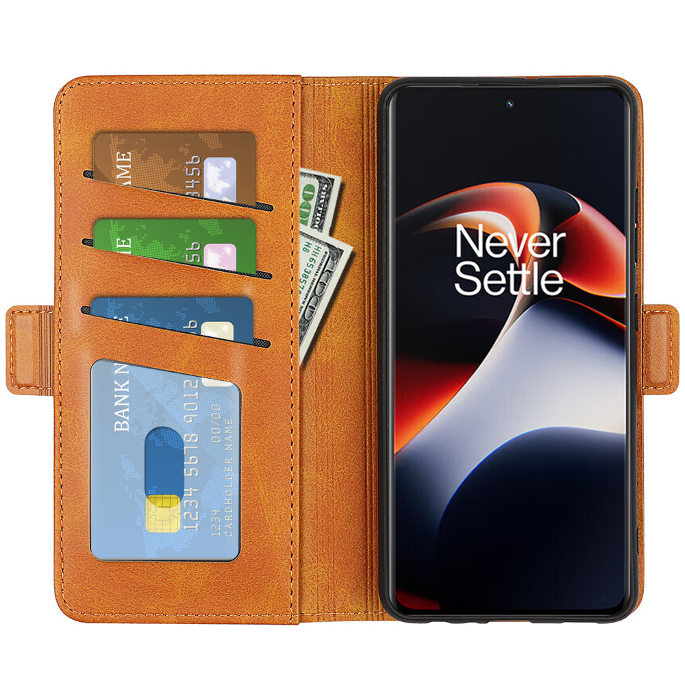 For OnePlus Ace 2 5G / 11R 5G Calf Texture Magnetic Flip Phone Cover Stand Wallet Leather Case - Yellow