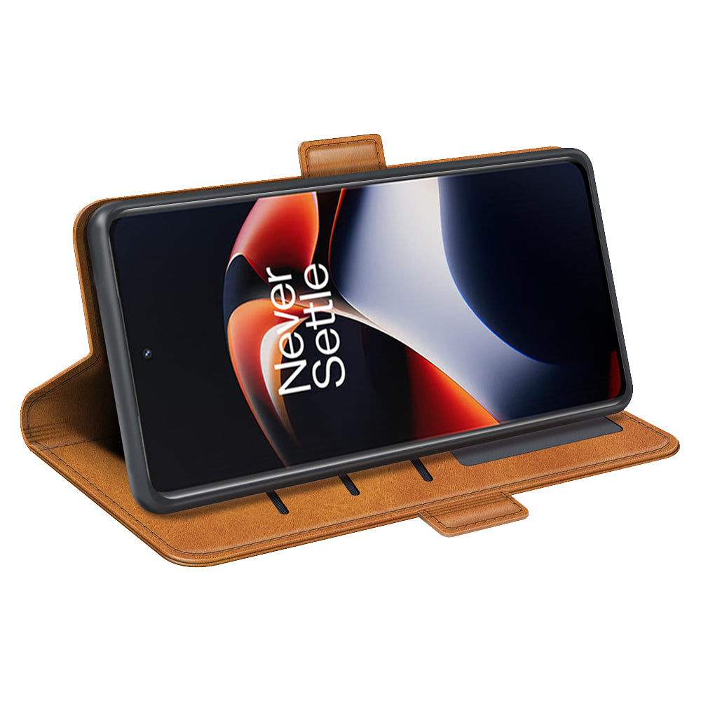 For OnePlus Ace 2 5G / 11R 5G Calf Texture Magnetic Flip Phone Cover Stand Wallet Leather Case - Yellow