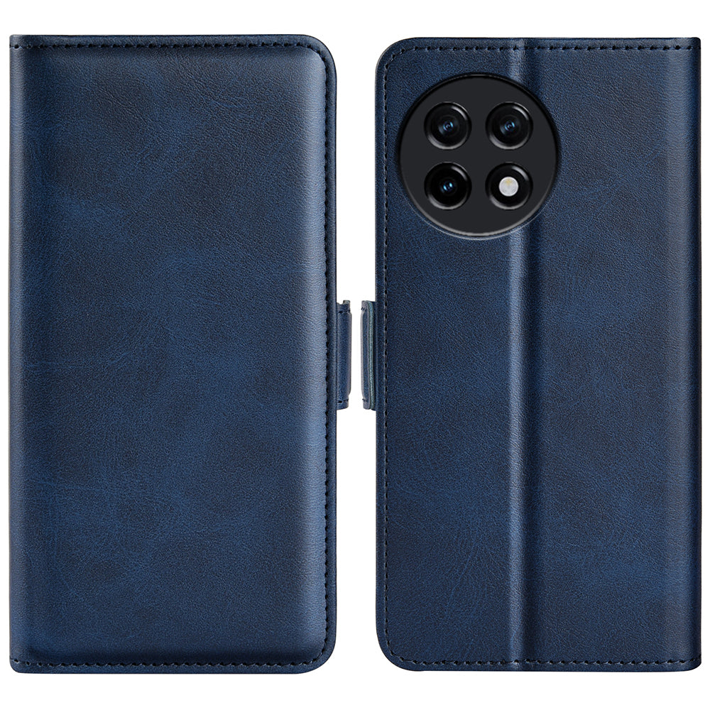 For OnePlus Ace 2 5G / 11R 5G Calf Texture Magnetic Flip Phone Cover Stand Wallet Leather Case - Blue