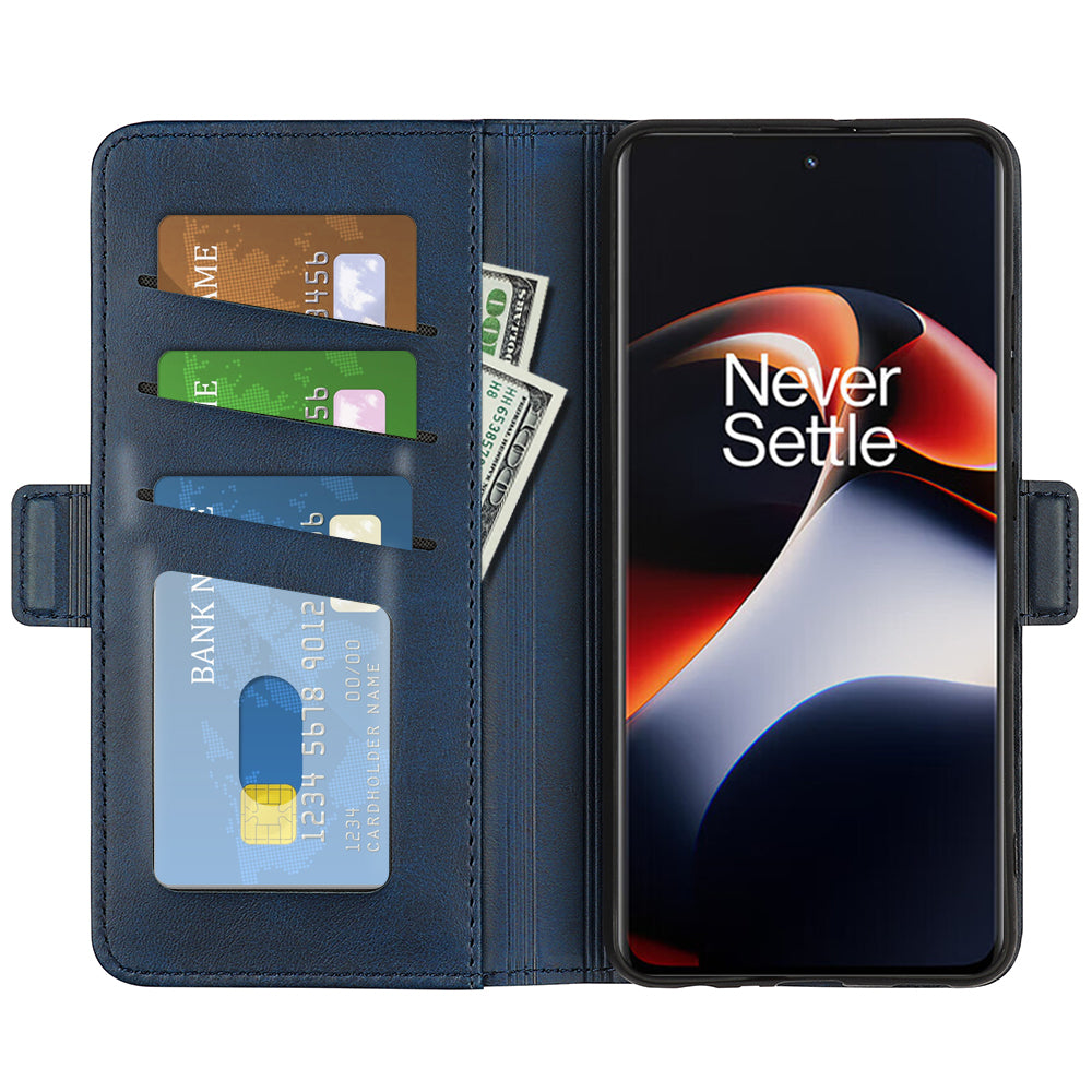 For OnePlus Ace 2 5G / 11R 5G Calf Texture Magnetic Flip Phone Cover Stand Wallet Leather Case - Blue