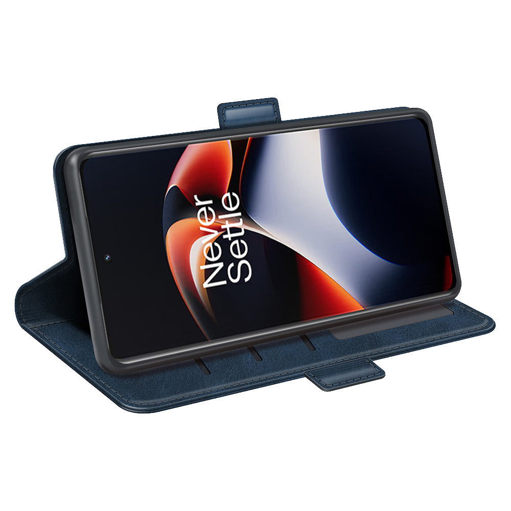 For OnePlus Ace 2 5G / 11R 5G Calf Texture Magnetic Flip Phone Cover Stand Wallet Leather Case - Blue