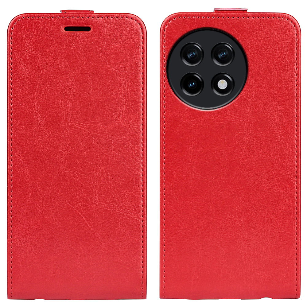 Vertical Flip Cover for OnePlus Ace 2 5G / 11R 5G , Crazy Horse Texture Leather Card Slot Case - Red