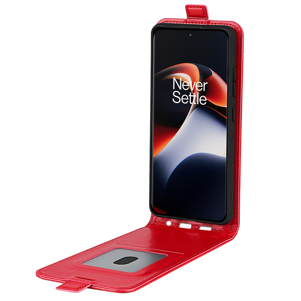 Vertical Flip Cover for OnePlus Ace 2 5G / 11R 5G , Crazy Horse Texture Leather Card Slot Case - Red