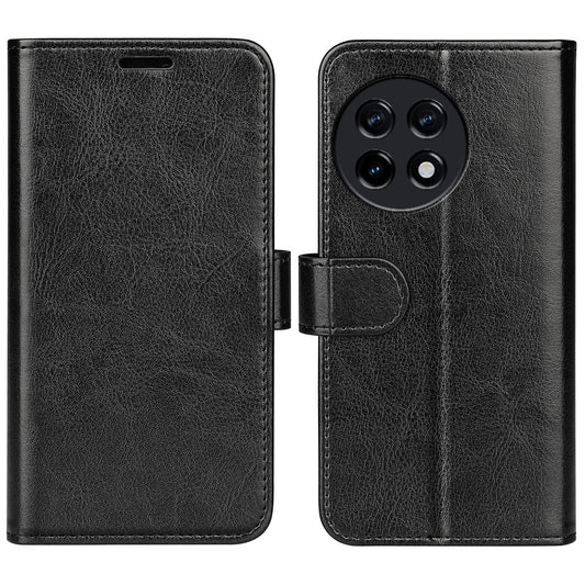 For OnePlus Ace 2 5G / 11R 5G Shockproof Crazy Horse Texture Case Leather Wallet Stand Flip Cover - Black