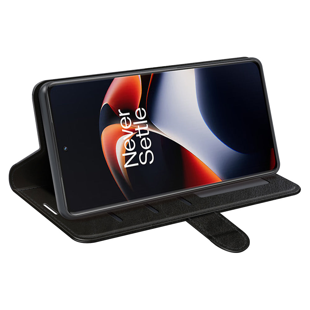 For OnePlus Ace 2 5G / 11R 5G Shockproof Crazy Horse Texture Case Leather Wallet Stand Flip Cover - Black