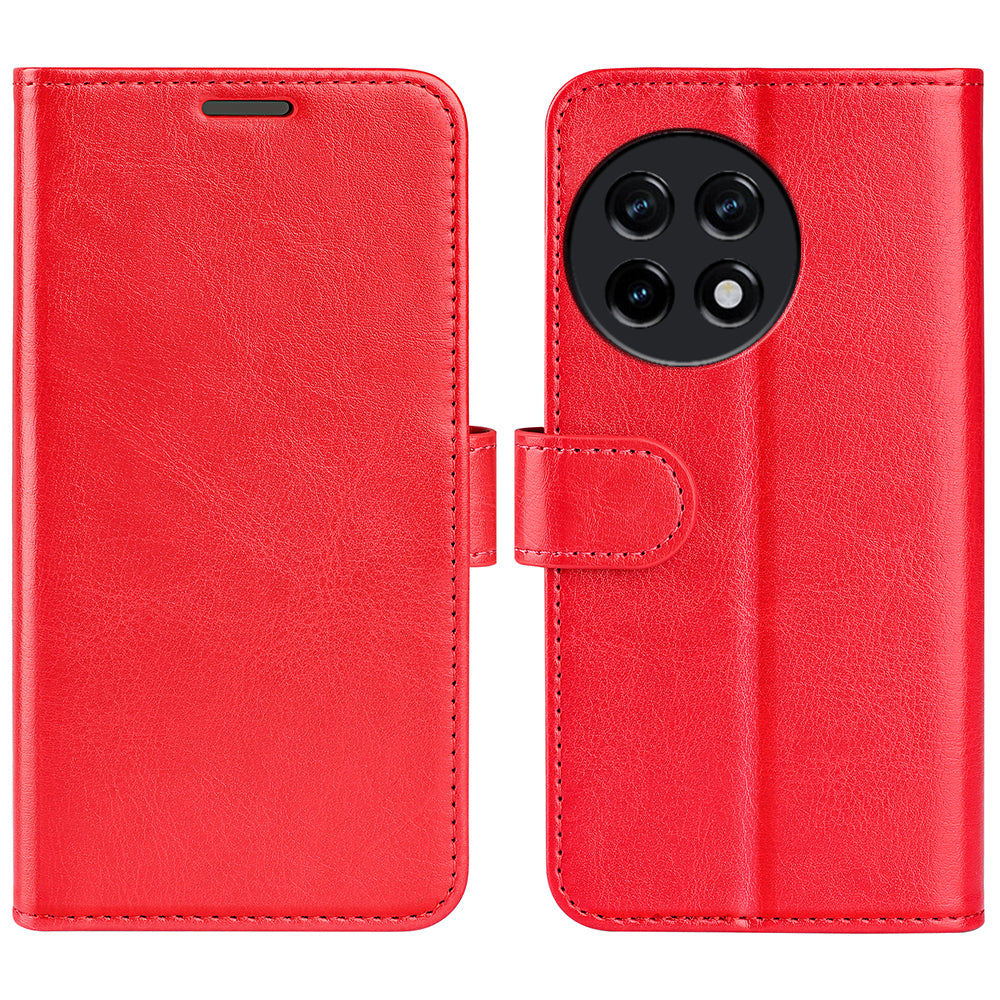 For OnePlus Ace 2 5G / 11R 5G Shockproof Crazy Horse Texture Case Leather Wallet Stand Flip Cover - Red