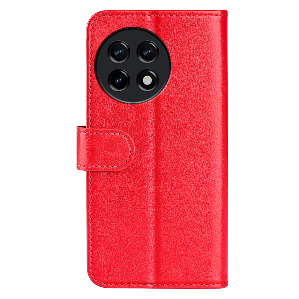 For OnePlus Ace 2 5G / 11R 5G Shockproof Crazy Horse Texture Case Leather Wallet Stand Flip Cover - Red