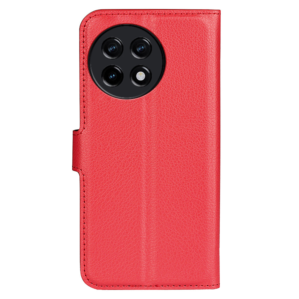 Shockproof Phone Case for OnePlus Ace 2 5G / 11R 5G Litchi Texture Wallet Phone Cover with Stand - Red