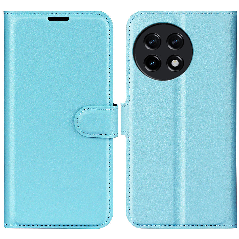 Shockproof Phone Case for OnePlus Ace 2 5G / 11R 5G Litchi Texture Wallet Phone Cover with Stand - Blue