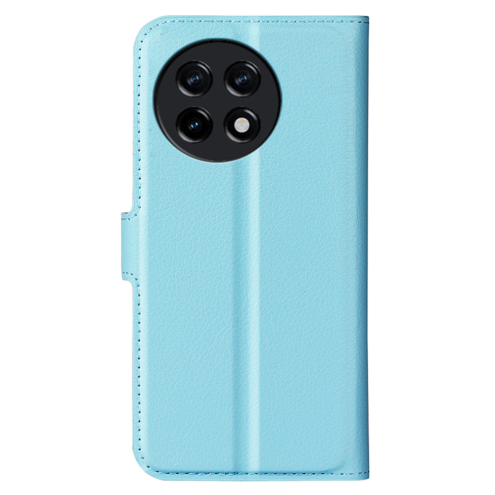 Shockproof Phone Case for OnePlus Ace 2 5G / 11R 5G Litchi Texture Wallet Phone Cover with Stand - Blue