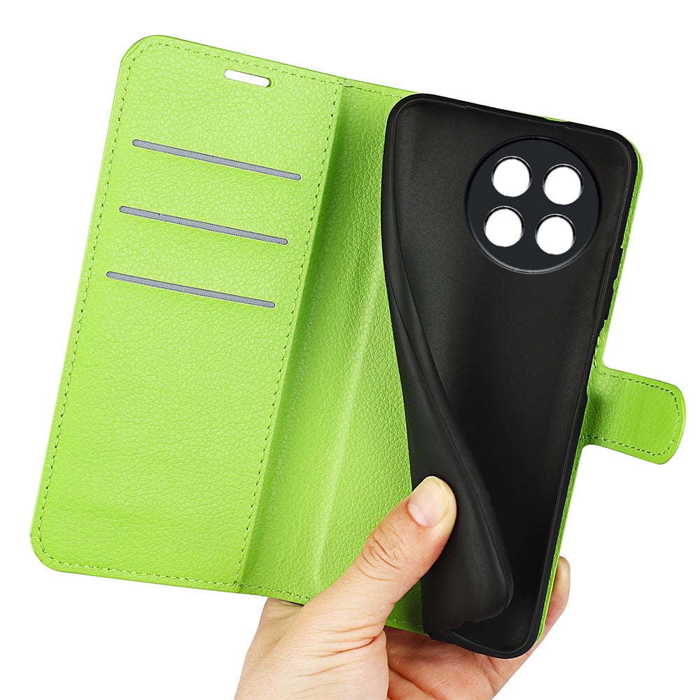 Shockproof Phone Case for OnePlus Ace 2 5G / 11R 5G Litchi Texture Wallet Phone Cover with Stand - Green