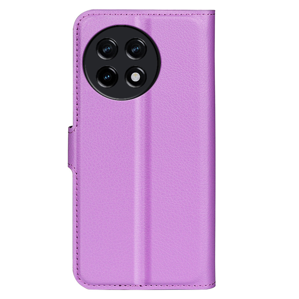 Shockproof Phone Case for OnePlus Ace 2 5G / 11R 5G Litchi Texture Wallet Phone Cover with Stand - Purple
