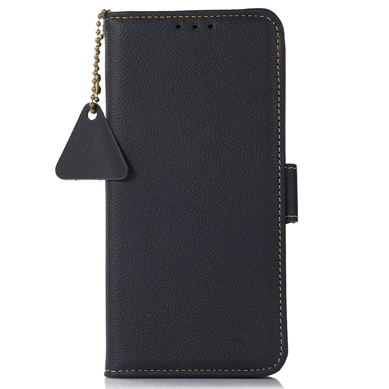 TJ for OnePlus Ace 2 5G / 11R 5G Wallet Phone Cover RFID Blocking Genuine Cow Leather Stand Protective Phone Case - Blue