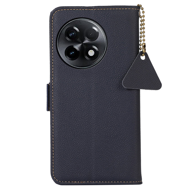 TJ for OnePlus Ace 2 5G / 11R 5G Wallet Phone Cover RFID Blocking Genuine Cow Leather Stand Protective Phone Case - Blue