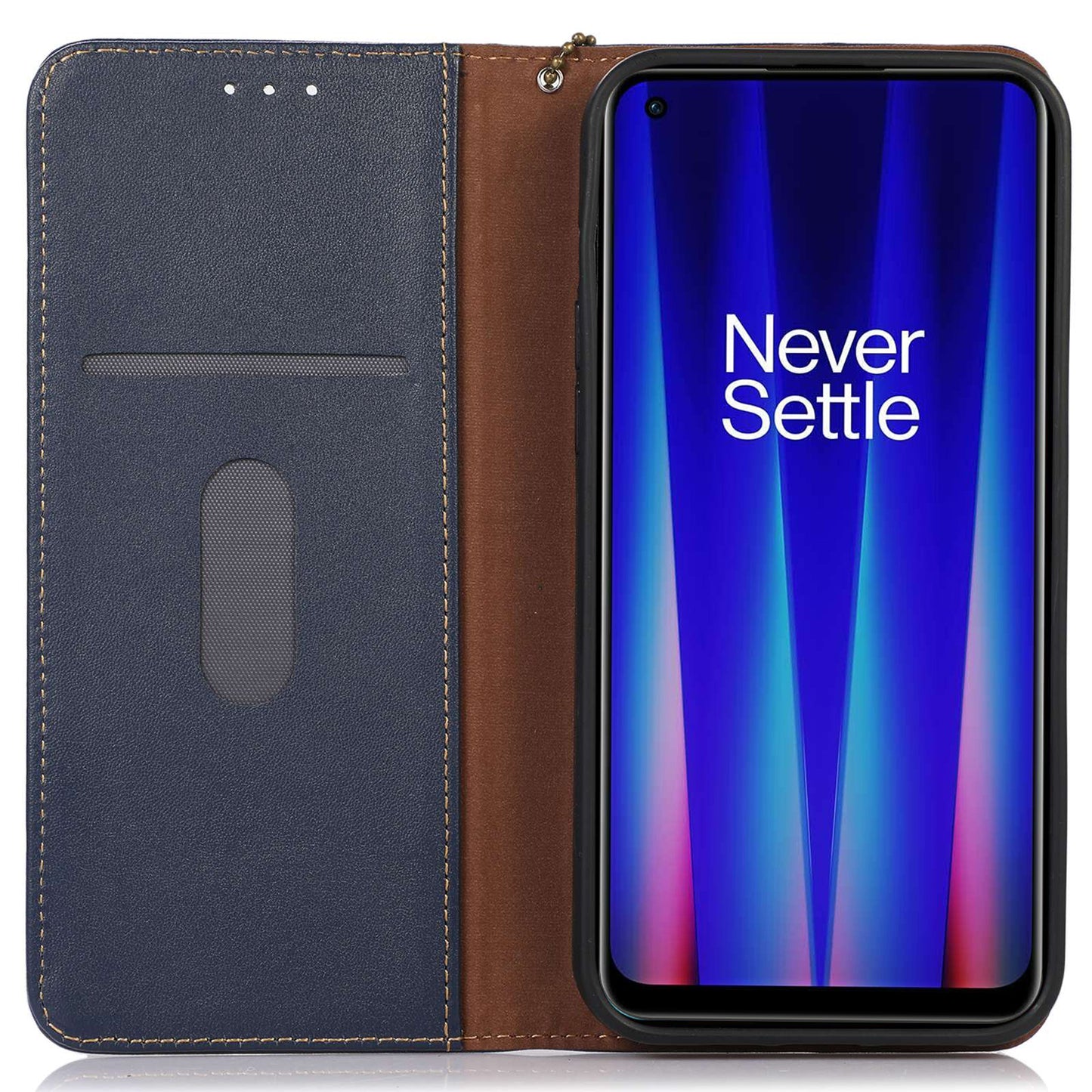 KHAZNEH for OnePlus Ace 2 5G / 11R 5G Phone Case Wallet Stand RFID Blocking Genuine Cowhide Leather Phone Cover - Blue